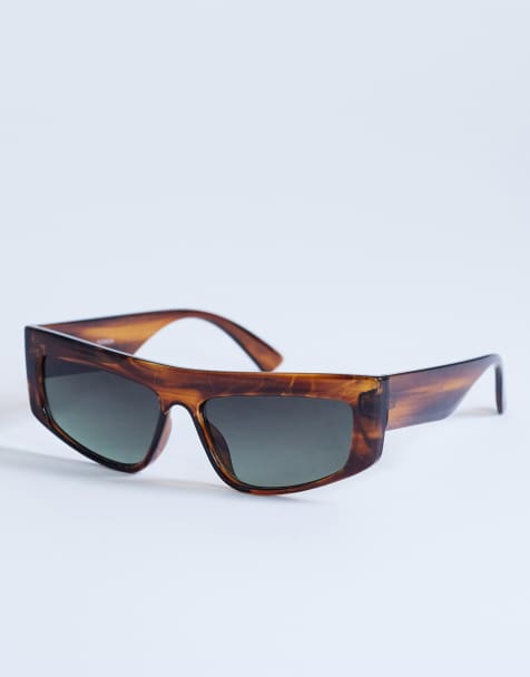 Topshop – Malta – Duże, brązowe okulary przeciwsłoneczne typu visor - view 1