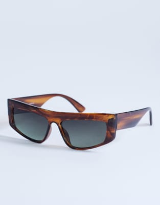Topshop Malta Visor Large Sunglasses In Brown