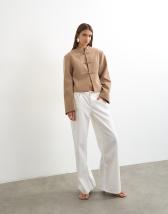 Topshop mandarin collar blazer in brown