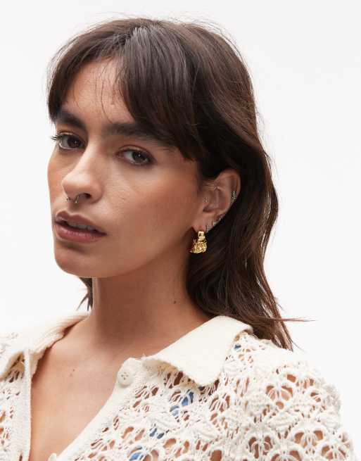 Topshop – Mani – Kolczyki-koła z efektem stopienia z wodoodpornej stali nierdzewnej w kolorze złota