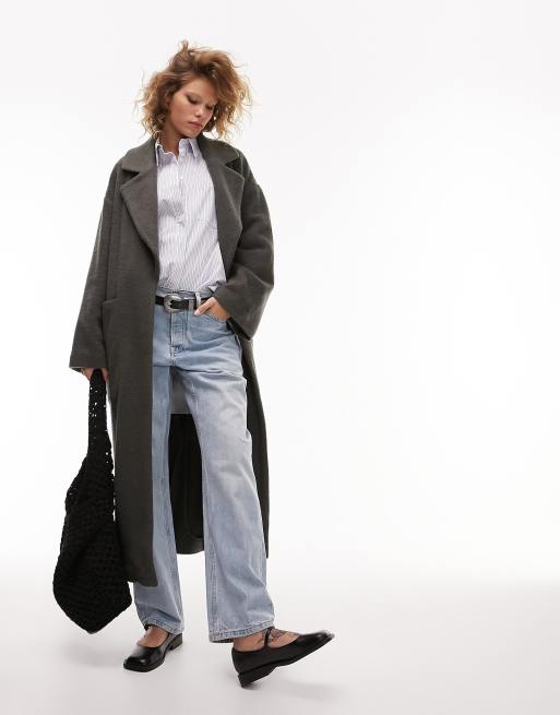 Manteau brossé large et élégant à carreaux TOPSHOP en coloris Blanc