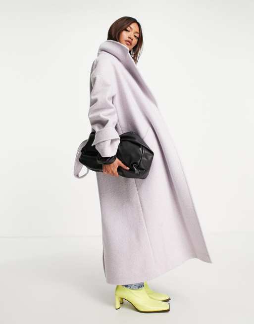 Topshop - Manteau croisé en maille bouclée avec ceinture - Lilas , 4 de 4