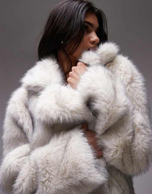 Topshop - Manteau long en fausse fourrure - Blanc, 2 de 4