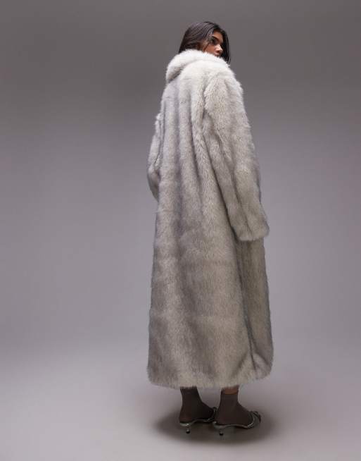 Topshop - Manteau long en fausse fourrure - Blanc, 3 de 4