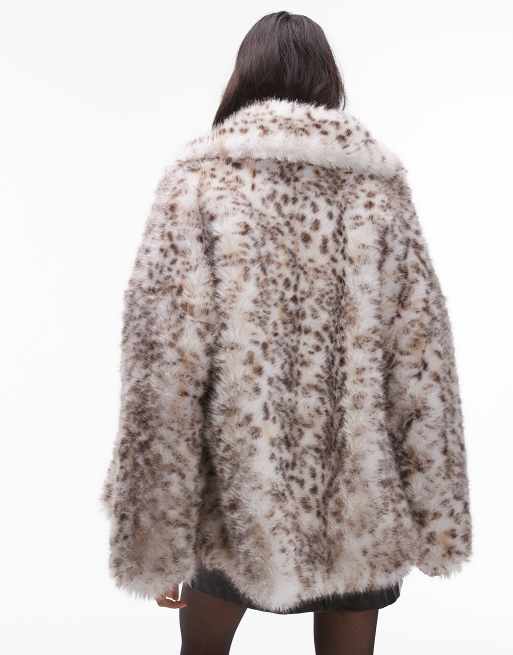 Topshop Manteau long en fausse fourrure Multicolore ASOS
