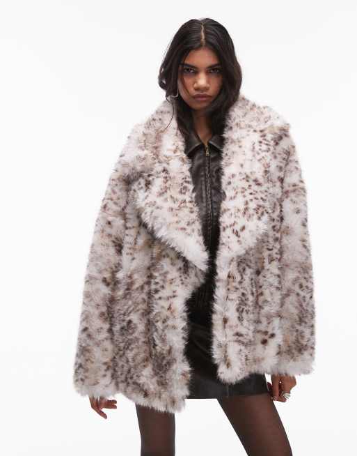 Topshop Manteau long en fausse fourrure Multicolore ASOS
