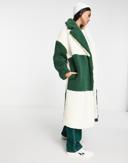 Manteau Militaire En Laine Vert - Marque Topshop - Taille UK 10 - Occasion Très Bon état