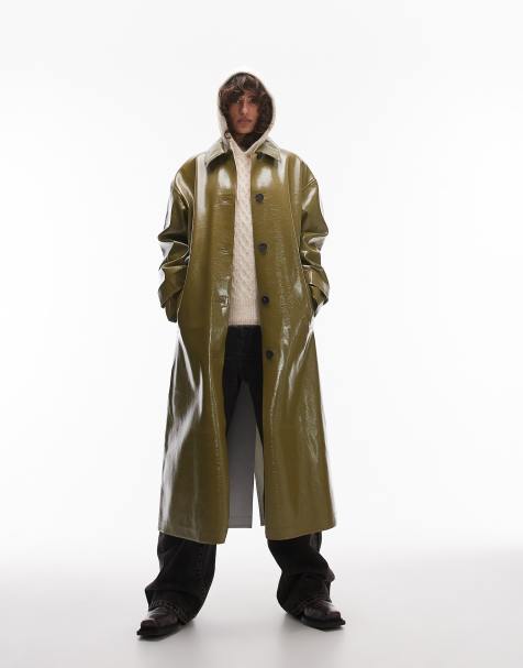 Topshop - Manteau long en vinyle - Kaki - view 1