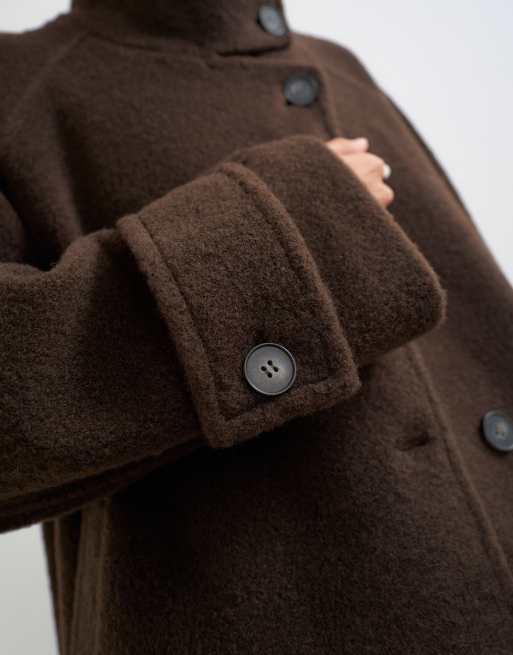 Topshop manteau long habillé à col cheminée en anthracite, 3 de 4