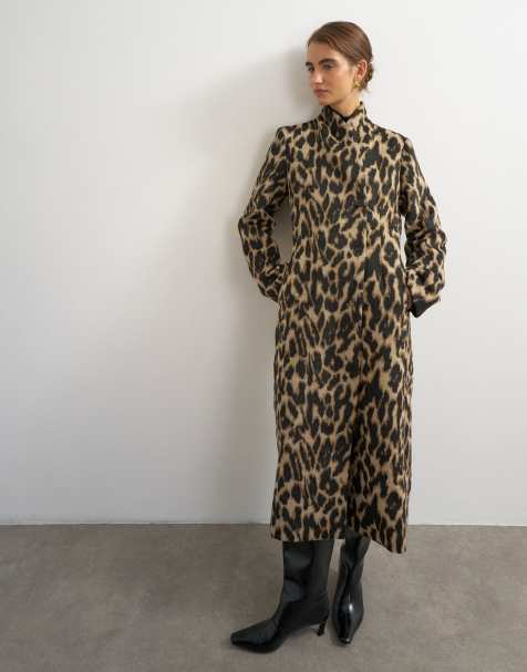 Topshop manteau long habillé à imprimé animal - view 1