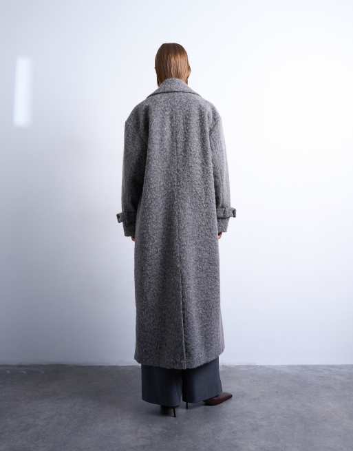 Topshop - Manteau long non doublé en tissu brossé doux - Anthracite, 2 de 4