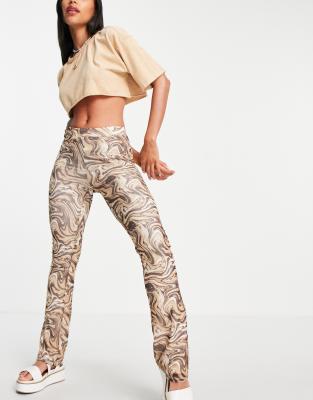 brown print pants