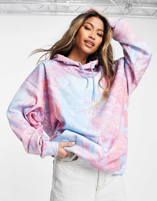 Topshop marble swirl hoodie in multi