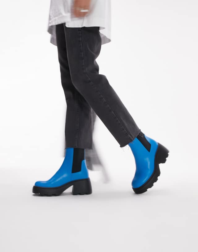 Topshop Margot chunky chelsea boot in blue