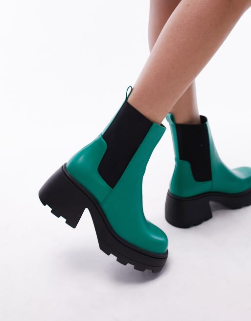 Punktlighed skak Isse Topshop Margot chunky chelsea boot in green | ASOS