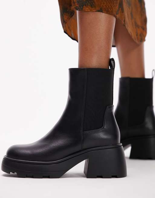 Topshop – Margot – Svarta grova chelseaboots med bred passform, 4 av 4