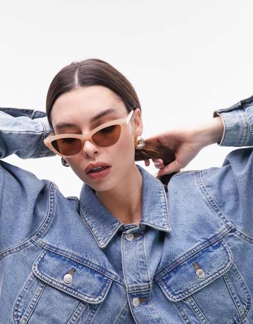 Topshop – Marigold – Okulary przeciwsłoneczne typu kocie oczy w camelowym kolorze