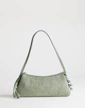 Topshop Marley croc suede shoulder bag in green