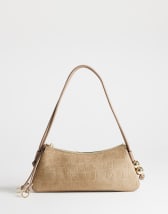 Topshop Marley croc suede shoulder bag in taupe