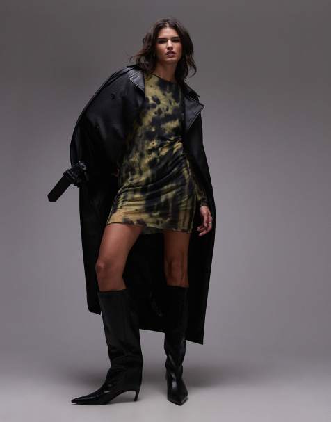 Topshop – Marszczona sukienka mini w rozmyty wzór - view 1
