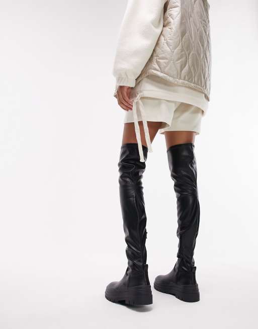 Topshop – Martha – Elastische Overknee-Stiefel in Schwarz, 3 von 4