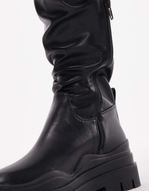 Topshop Martha over the knee stretch boots in black, 2 of 4