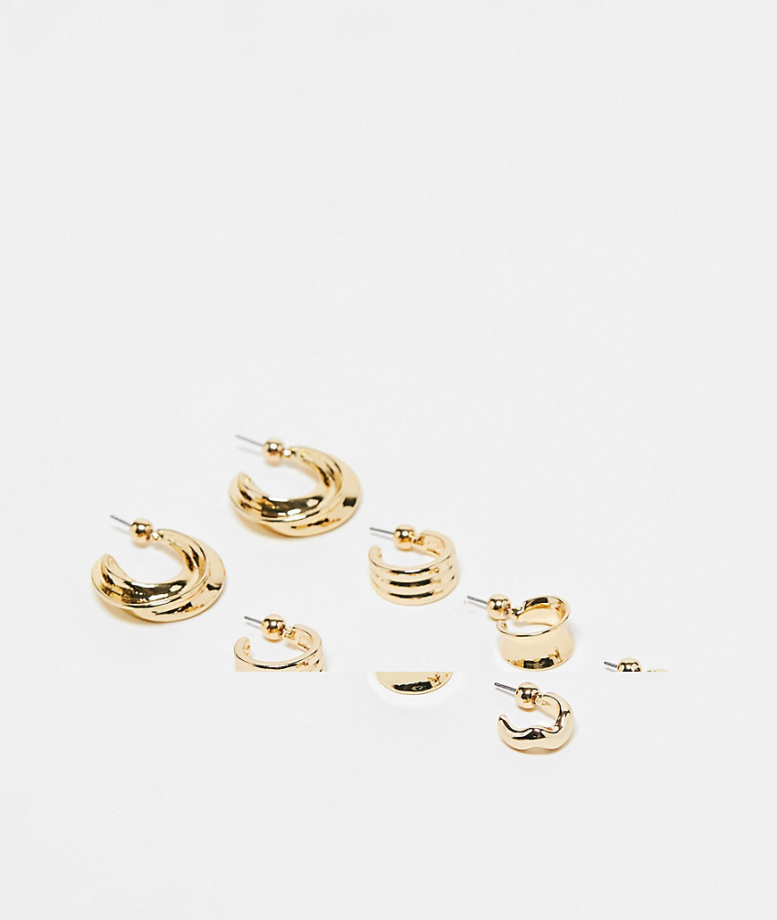 Martha pack of 4 mixed hoop earrings in gold tone