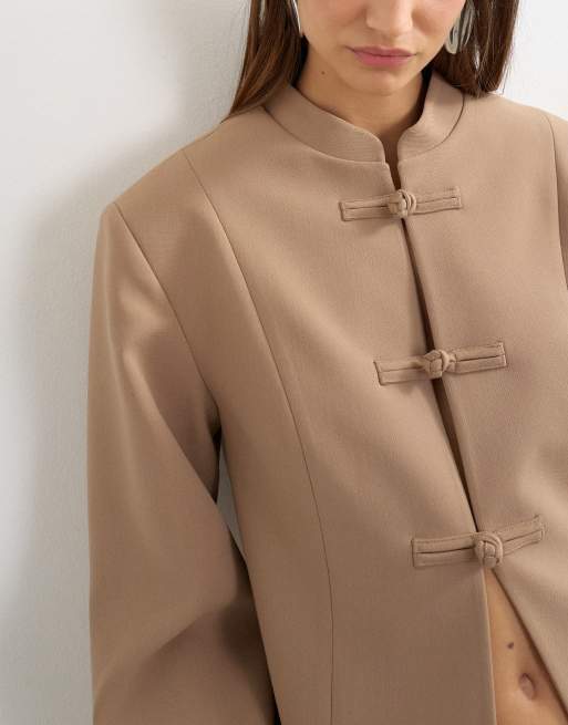 Topshop marynarka ze stójką w kolorze brązowym, 2 z 4