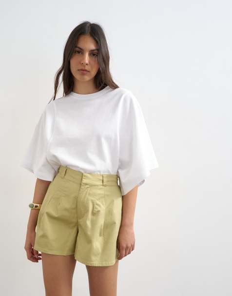 Topshop – Maślane gładkie szorty o trapezowym kroju - view 1