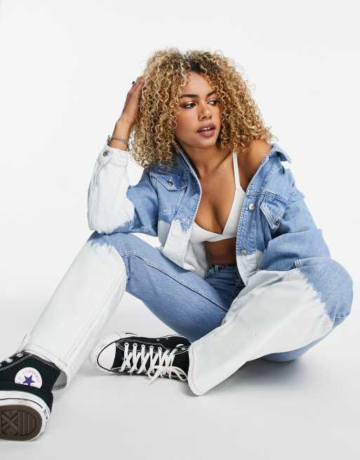 Topshop matching dip dye denim jacket in bleach | ASOS