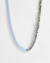 Topshop Mateo beaded necklace in silver and blue