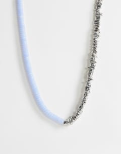 Mateo beaded necklace in silver and blue