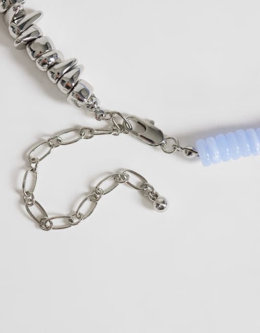 Topshop - Mateo - Kralenketting in zilver en blauw, 3 van 4