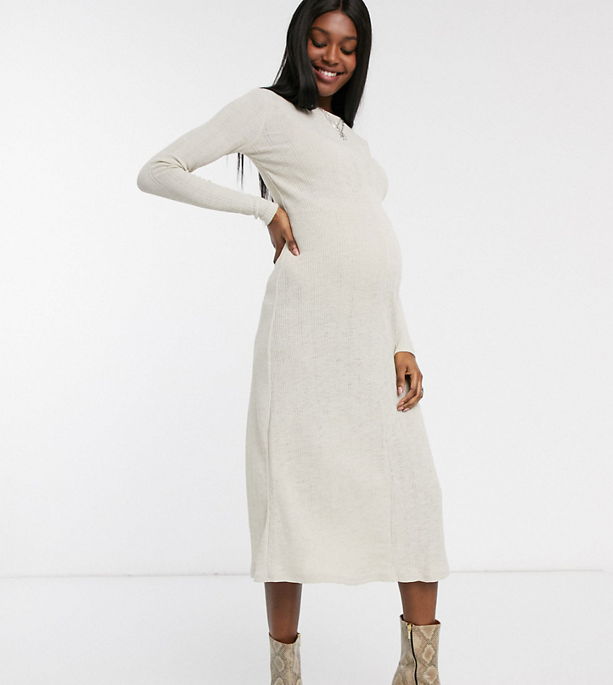 Topshop Maternity – Beige midiklänning med öppen rygg-Gräddvit
