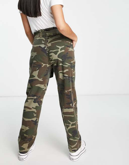 Topshop Maternity belted high waist pants in camo