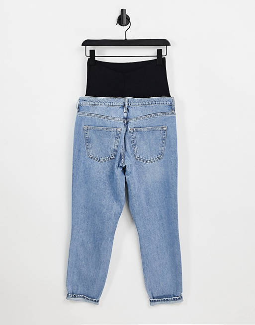 Jeans Topshop Maternity bleach ripped Mom jeans 