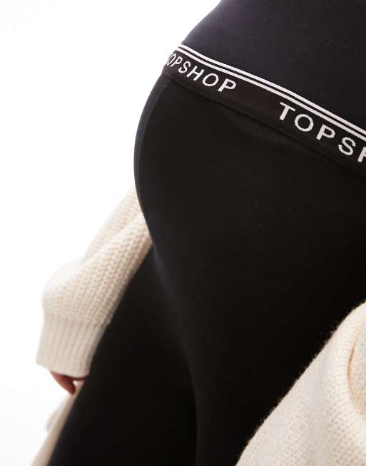 Topshop Maternity Branded Elastic Legging In Black