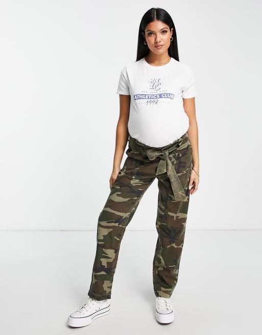 Topshop Maternity - Broek met hoge taille en riem in camo, 4 van 4