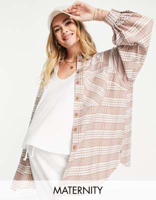 Topshop Maternity - Camicia multicolore a quadri con maniche raglan