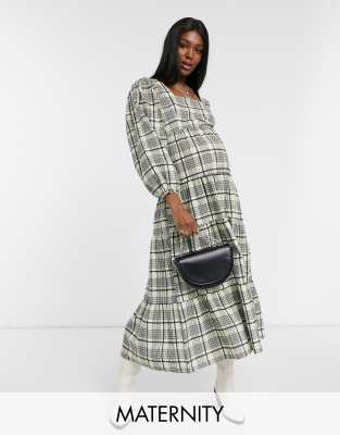 checked smock dress