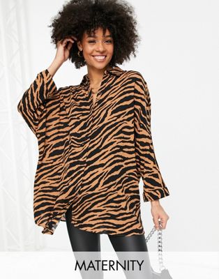 Chemises et blouses Topshop Maternity - Chemise oversize à imprimé tigre