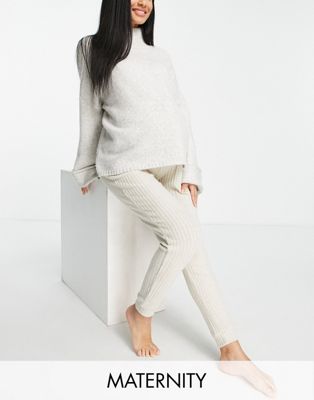Topshop Maternity cosy ribbed jogger in stone