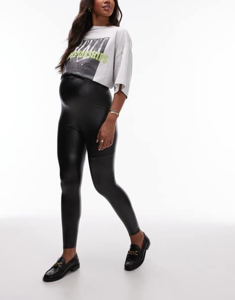 Topshop Maternity – Czarne legginsy z imitacji skóry - view 1