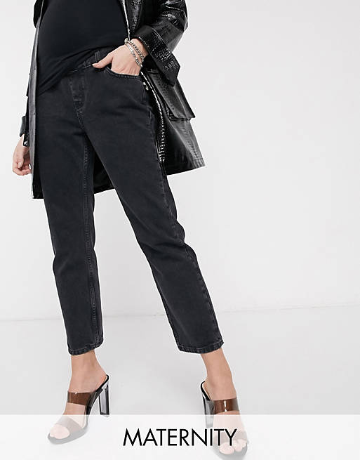 Topshop Maternity editor overbump jeans in worn black