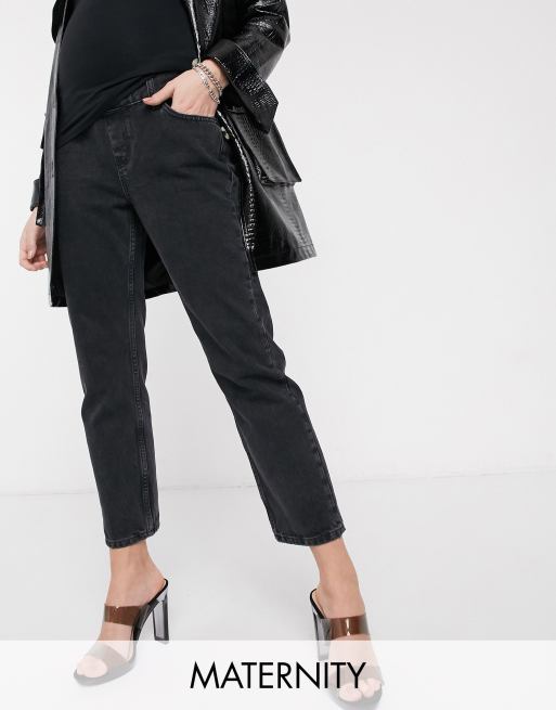 Topshop Maternity Editor Svarta jeans med band over magen ASOS