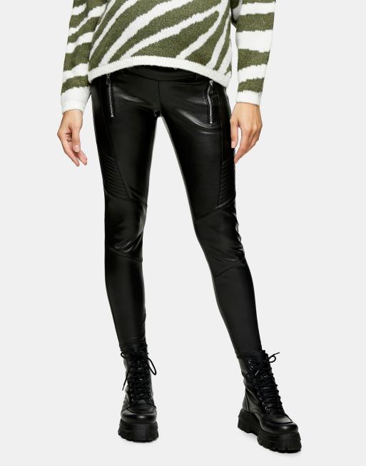 Topshop Maternity faux leather biker leggings