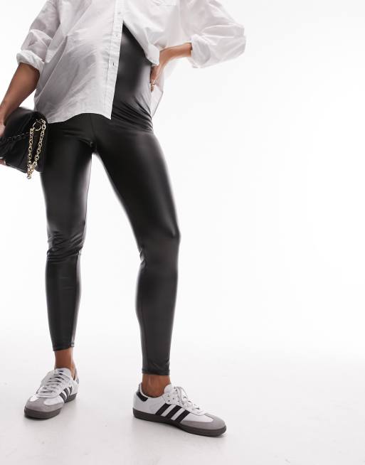 Topshop Maternity faux leather leggings in black , 3 of 5