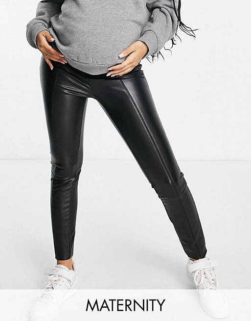  Topshop Maternity faux leather skinny trouser in black 