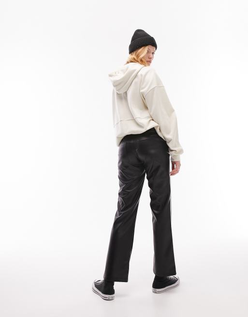 Topshop Maternity faux leather straight leg trouser in black, 3 of 4