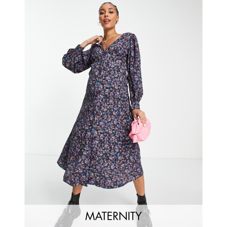 Topshop printed button midi on sale dress